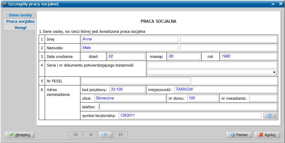 Uruchamia ona wykaz wszystkich prac socjalnych zarejestrowanych przez zalogowanego pracownika socjalnego w programie WYWIAD Plus (także tych, związanych z wywiadami).