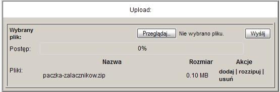 Archiwum ZIP może zostać utworzone poprzez standardową funkcję Wyślij do.. -> Folder skompresowany (zip) dostępną w systemach Microsoft Windows.