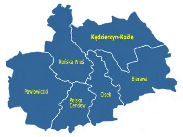 Gmina zajmuje powierzchnię 71,09 km 2, co stanowi 11,5 % powierzchni powiatu kędzierzyńskokozielskiego oraz zaledwie 0,76 % ogólnej powierzchni województwa opolskiego.