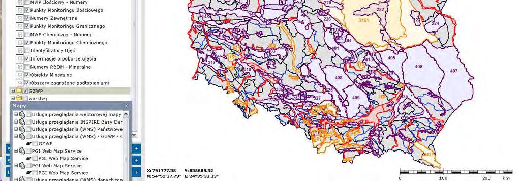 do 31 marca 2015 r kontynuowano weryfikację, korektę oraz konwersję wersji cyfrowej map dotyczących hydrodynamiki głównego uŝytkowego poziomu wodonośnego (GUPW) oraz warstw informacyjnych pierwszego