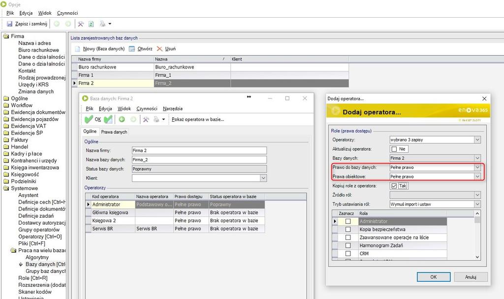 Po naciśnięciu OK operatorzy (wraz z rolami)
