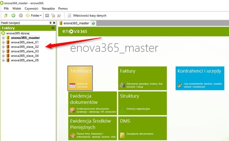 W zamian za to została dodana funkcjonalność, która listę baz slave na drzewku folderów
