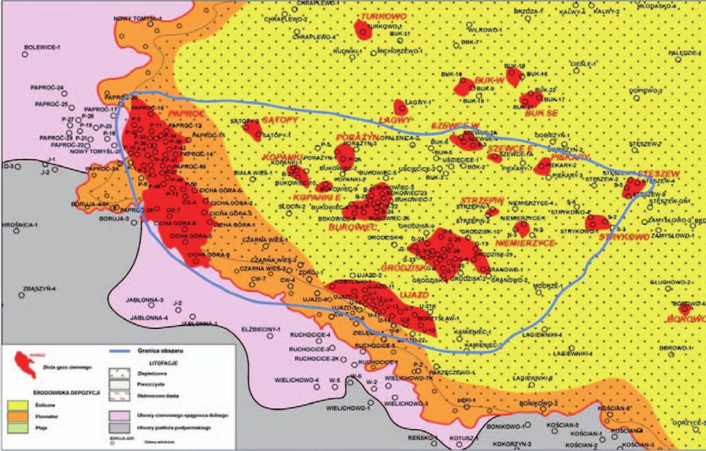 2. Charakterystyka geologiczno-złożowa megastruktury niecki poznańskiej potencjalnego obiektu sekwestracyjnego zacznie migrować grawitacyjnie, wpływając do pułapek będących obecnymi złożami gazu, lub