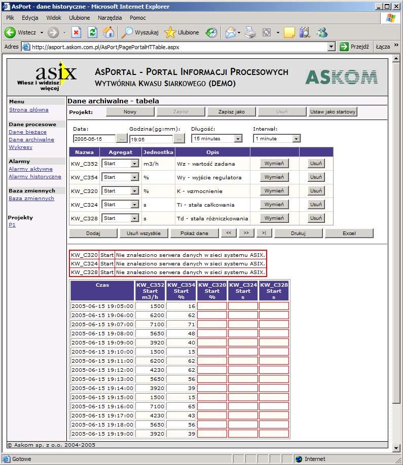 AsPortal dokumentacja Asix4Internet Dane archiwalne