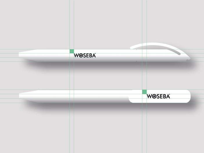 PRZYKŁADOWE FORMY STOSOWANIA Akcydensy - długopis Wizualizacja przedstawia prawidłowe umieszczenie logo WOSEBA w wersji podstawowej na