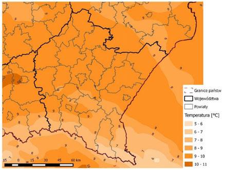 6.2. Temperatura powietrza Temperatura wpływa pośrednio na jakość powietrza. W sezonie zimowym przy niskich temperaturach zwiększa się niska emisja z systemów ogrzewania.