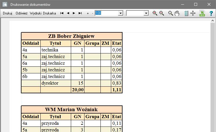 dokumenty? 5/7 Przycisk służy do usuwania wcześniej wybranych kolumn, natomiast przyciski i umożliwiają zmianę kolejności kolumn na wydruku. 4.