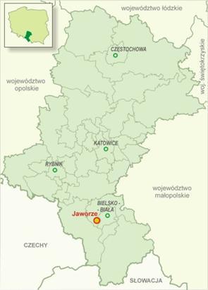 Rysunek 1 Jaworze na mapie województwa
