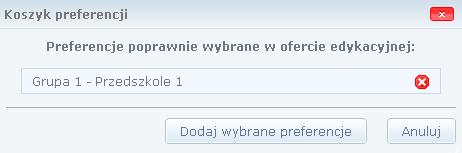 Rekrutacja uzupełniająca rejestracja kandydata, który nie brał udziału w rekrutacji właściwej 5/11 Krok 2: Preferencje W tym kroku tworzy się