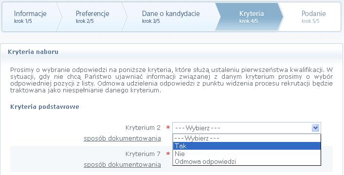 Rekrutacja uzupełniająca rejestracja kandydata, który nie brał udziału w rekrutacji właściwej 8/11 Jeśli nie powiedzie się przejście do kolejnego kroku, należy wrócić do górnej części strony w celu