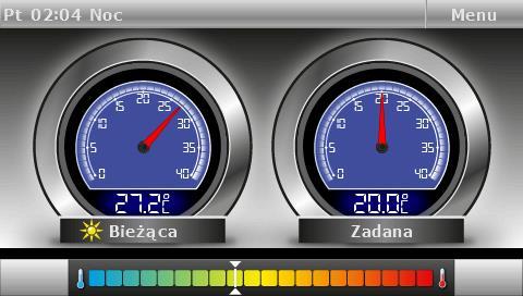 ekran Okrągłe termometry, ale można również ustawić: