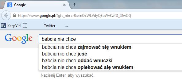 zajmuje się regularnie wnukami czekoladka