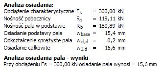 Okno dialogowe Szczegółowo Osiadanie Grupa pali Kolejnym krokiem będzie przeprowadzenie