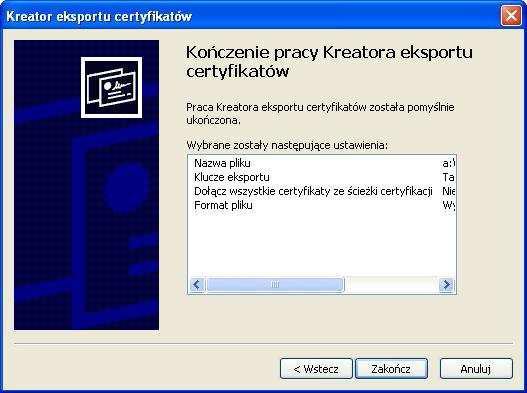 ...i poinformuje nas o pomyślnym zakończeniu eksportu: 4.