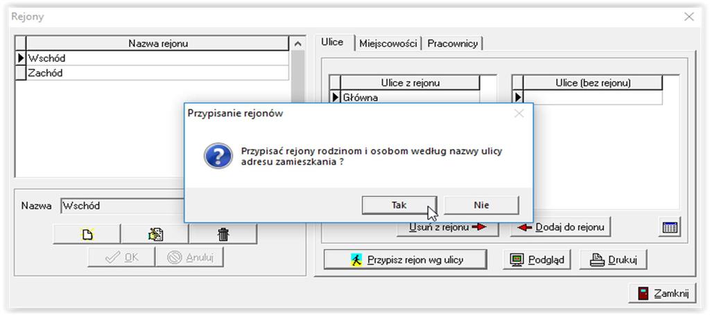 Program zapyta o potwierdzenie wykonywanej przez użytkownika operacji, poprzez widoczny na ekranie komunikat: Potwierdzenie operacji spowoduje automatyczne