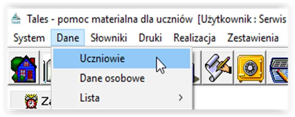 9. WNIOSEK O POMOC MATERIALNĄ Gdy podstawowe parametry programu mamy już ustawione oraz wprowadziliśmy dane dotyczące instytucji i pracowników, możemy rozpocząć proces wprowadzania danych z wniosku.