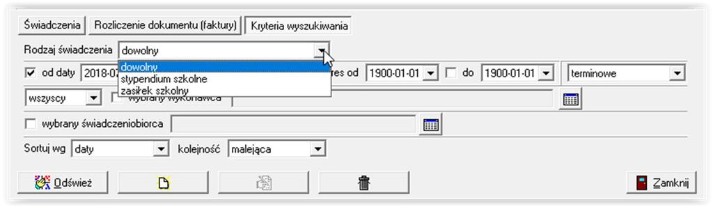 KRYTERIUM WYSZUKIWANIA): Program może