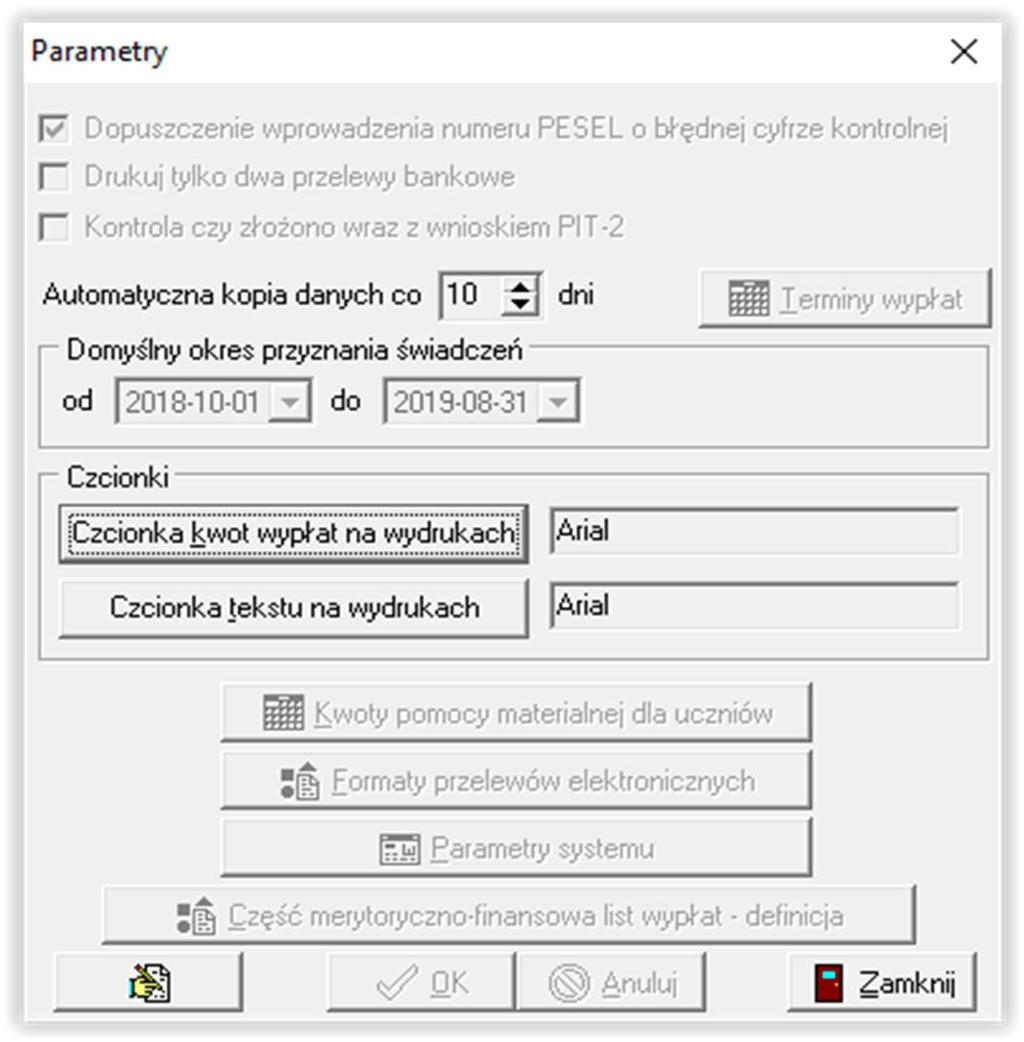 zakładkę SYSTEM, a następnie PARAMETRY.