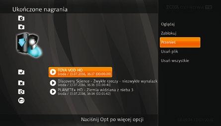 USB PVR - nagrywanie / przeglądanie / konfiguracja G 1 2 3 4 Ukończone nagrania/odtwarzanie nagrań.