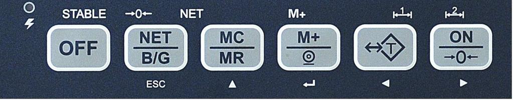 Widok klawiatury Objaśnienia do klawiatury Przycisk Opi s OFF NET B/G MC MR Aby wyłączyć wagę naciśnij i przytrzymaj klawisz OFF, na wyświetlaczu pojawi się napis OFF,będzie się wyświetlał przez 2