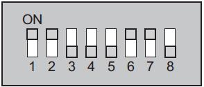 Rozdział 2: Instalacja i konfiguracja Rysunek 14: Przykładowe ustawienia przełącznika DIP Tabela adresów Adresy wybrane dla czujek nie muszą przypadać w określonej kolejności ani po sobie, pod