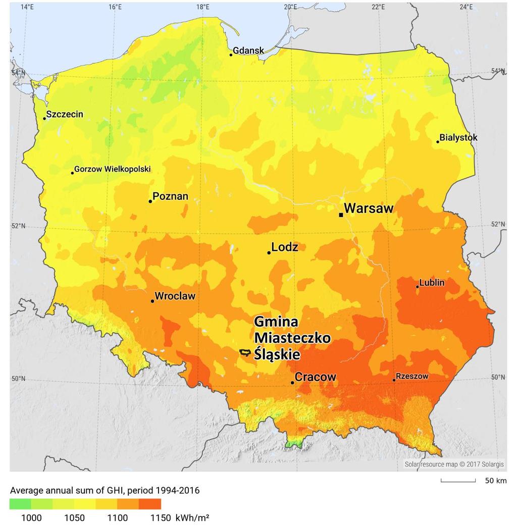 Wartość nasłonecznienia użyta do wykonania obliczeń na podst.