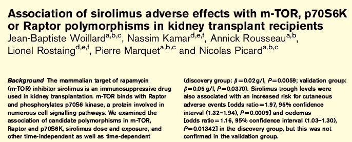 Czy określenie polimorfizmów kilku genów wpływających na metabolizm sirolimusu umożliwi ocenę