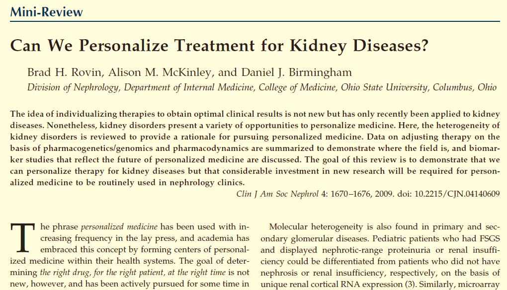 Medycyna spersonalizowana w nefrologii Które