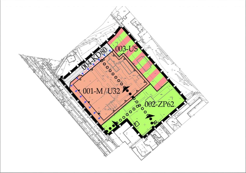 projekt planu 001-M/U32 teren zabudowy mieszkaniowousługowej, - 10586 m 2 002-ZP62 - zieleń urządzona - 6971 m 2 003-US - sport