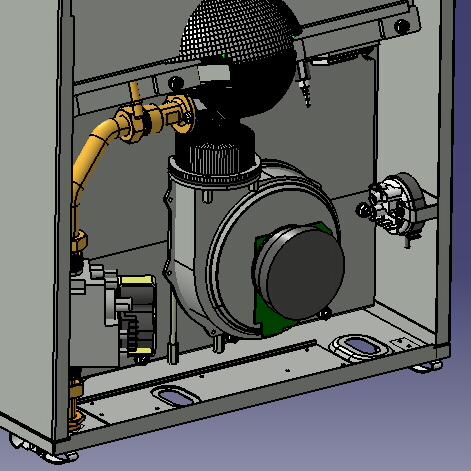 MODULACJA POWIETRZE-GAZ Wentylator wytwarza ciśnienie niezbędne do otwarcia zaworu gazowego.