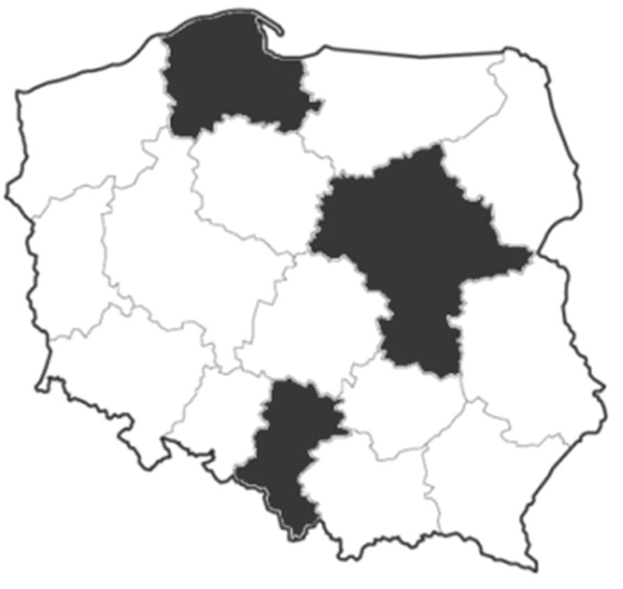 dolnośląskim, warmińsko-mazurskim i zachodniopomorskim.