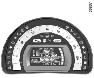 WYŚWIETLACZE I WSKAŹNIKI Wskaźnik poziomu paliwa 3 1 2 3 Wyświetlacz automatycznej skrzyni biegów 4 Informuje o włączonym biegu (zależnie od wersji pojazdu).