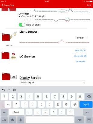 Program obsługi panela LCD najlepiej pobrać z użyciem aplikacji SensorTag dla urządzenia mobilnego. W punkcie 7 reprogramowania zestawu SensorTag należy wybrać pozycję Sensor- Tag2 v1.