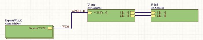 KURS Rysunek 141. Schemat led.schdoc z ćwiczenia Rysunek 142. Schemat nadrzędny Rysunek 143.