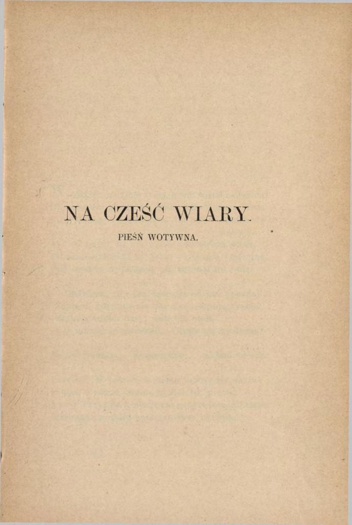 NA CZEŚĆ WIARY.