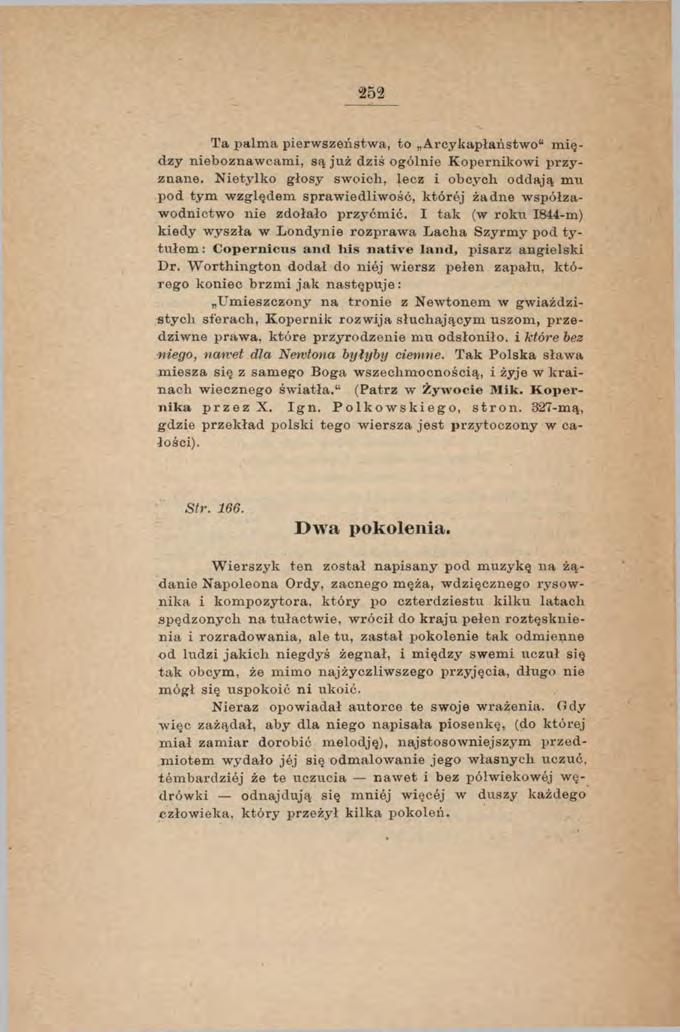 T a p a lm a p ie rw szeństw a, to A rc y k ap łań stw o m ię dzy nieboznaw cam i, są już dziś ogólnie K opernikow i p rz y z n a n e.