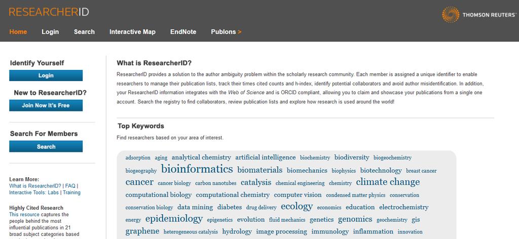 Rejestracja w ResearcherID Otwórz stronę