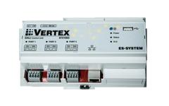 VERTEX VERTEX Cechy jednostki sterującej VERTEX: Sterownik automatyki oświetleniowej przeznaczony do kontroli rozległych systemów oświetlenia podstawowego i awaryjnego.