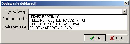 Deklarację można dodać tylko pacjentowi posiadającemu w bazie pacjentów uzupełnione dane adresowe.