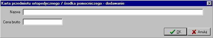 Jeśli nie został wcześniej wybrany produkt, otworzy się okno z listą usług, gdzie należy wybrać żądaną pozycję.