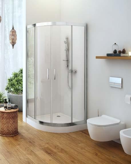 Kwartalnik Promocyjny kabiny prysznicowe 3+2 LATA Seria 201 Kabina półokrągła drzwi suwane profil połysk mocowanie uniwersalne Clean