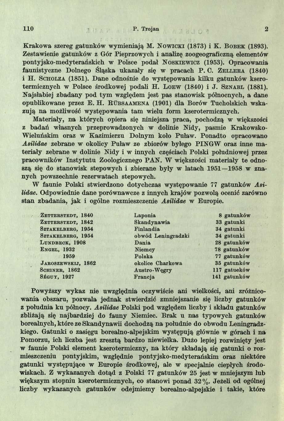 1 1 0 i P. Trojan 2 Krakowa szereg gatunków wymieniają M. N o w ic k i (1873) i K. B o b e k (1893).