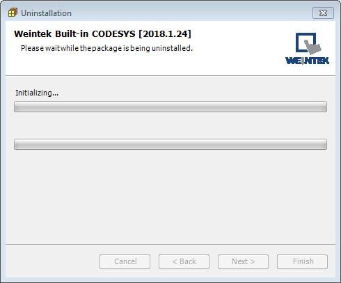 Znajdź Weintek Built-in CODESYS a następnie naciśnij [Uninstall]. 3.