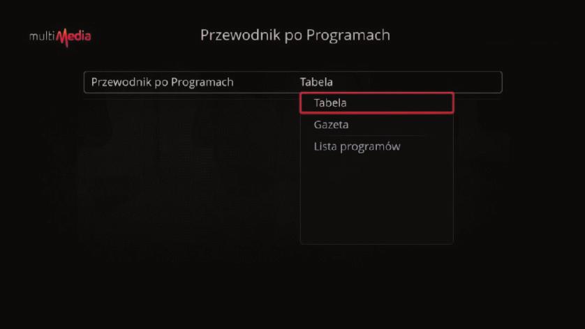 Ustawienia Opcje telewizora możliwe jest dostosowanie wyświetlanego obrazu do rodzaju telewizora.