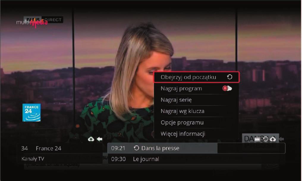 CATCH UP TV Dzięki funkcji Catch up TV możliwe jest oglądanie już zakończonych programów, nawet do kilku dni wstecz.