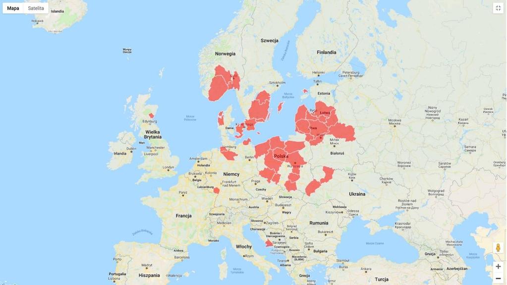 Regiony członkowskie Do Europejskiej Sieci Dziedzictwa Kulina