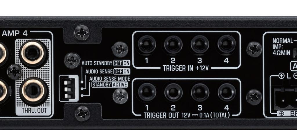 Podczas używania AMP z innymi źródłami, wejścia wykrywające sygnał audio i wejście/wyjście podczerwieni zapewnia