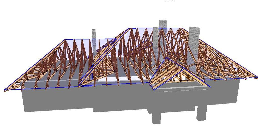 Elementy konstrukcyjne wykonać w autoryzowanym zakładzie prefabrykacji wiązarów dachowych w systemie płytek kolczastych "MiTek". 2.