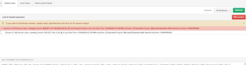 6.2.9 Menu Locks Moduł blokad składa się z następujących zakładek: Online Locks pozwalający na bieżącą analizę blokad na instancji SQL Locks history umożliwiający śledzenie blokad w czasie Online