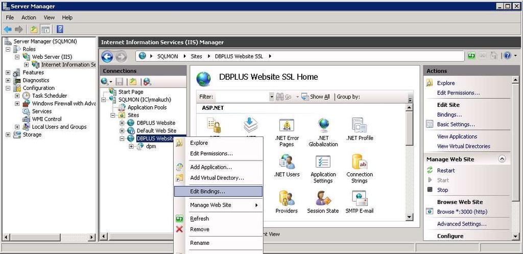 W oknie Site Bindings